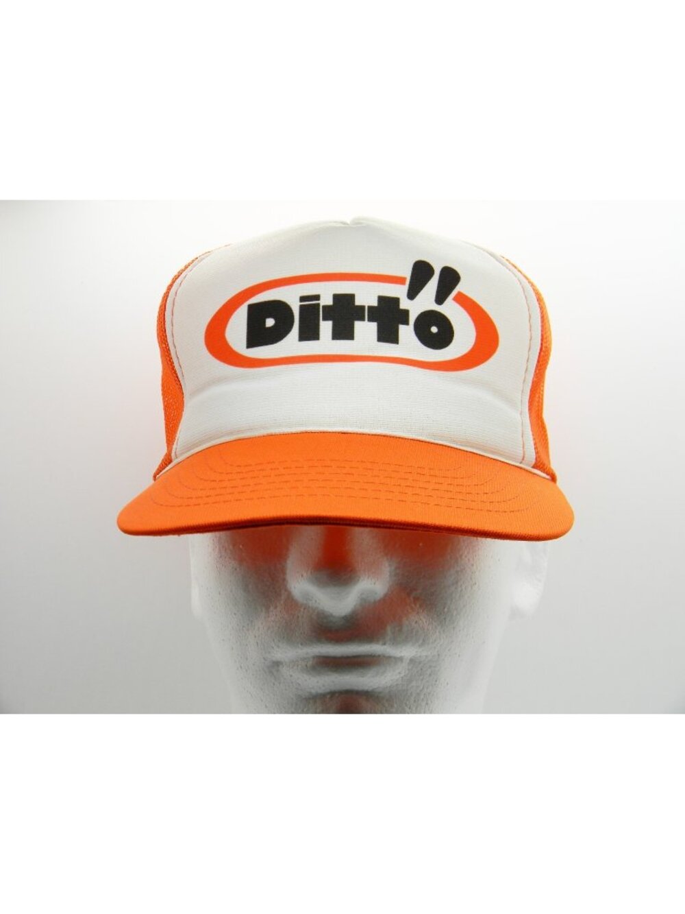 Vtg 70s Dittos Jeans Promo Trucker Hat Orange White Otto Snapback Mesh Cap Rare